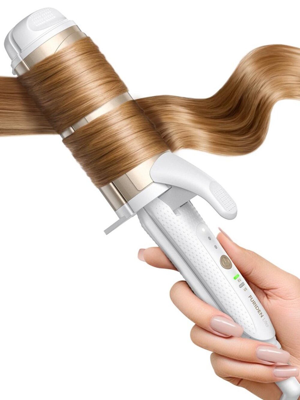 New FURIDEN Lite Dual-Voltage Curling Iron: 110V-240V 2 Inch Ceramic Wide Barrel